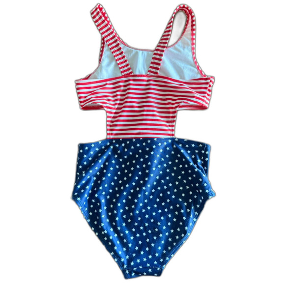 OshKosh Red White & Blue 4th of July Swimsuit Girls' 12 - Picture 2 of 11